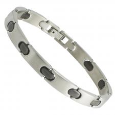 Stainless Steel Bracelet with Black Links
